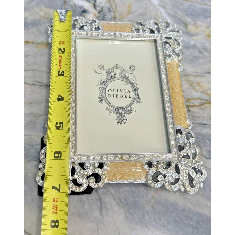 Olivia Riegel Swarovski Crystal Faux Pearl Silver Frame Photo 3.5 x 5